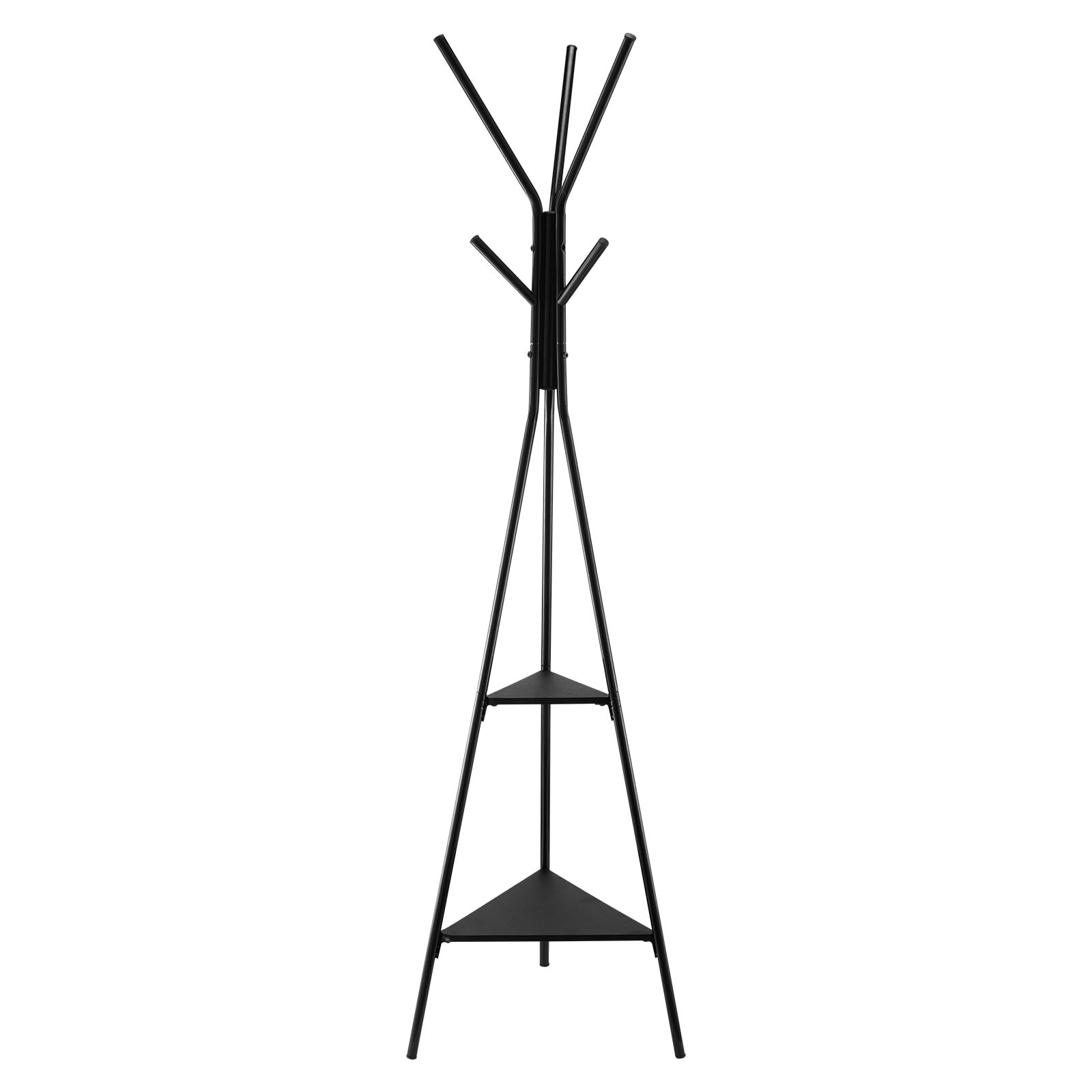 Coat Rack Freestanding Coats Rack Stand With 2 Shelves & 6 Hooks_voghion.com